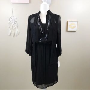 Jessica Simpson Black Dress Sheer Sequin NWT SZ 6